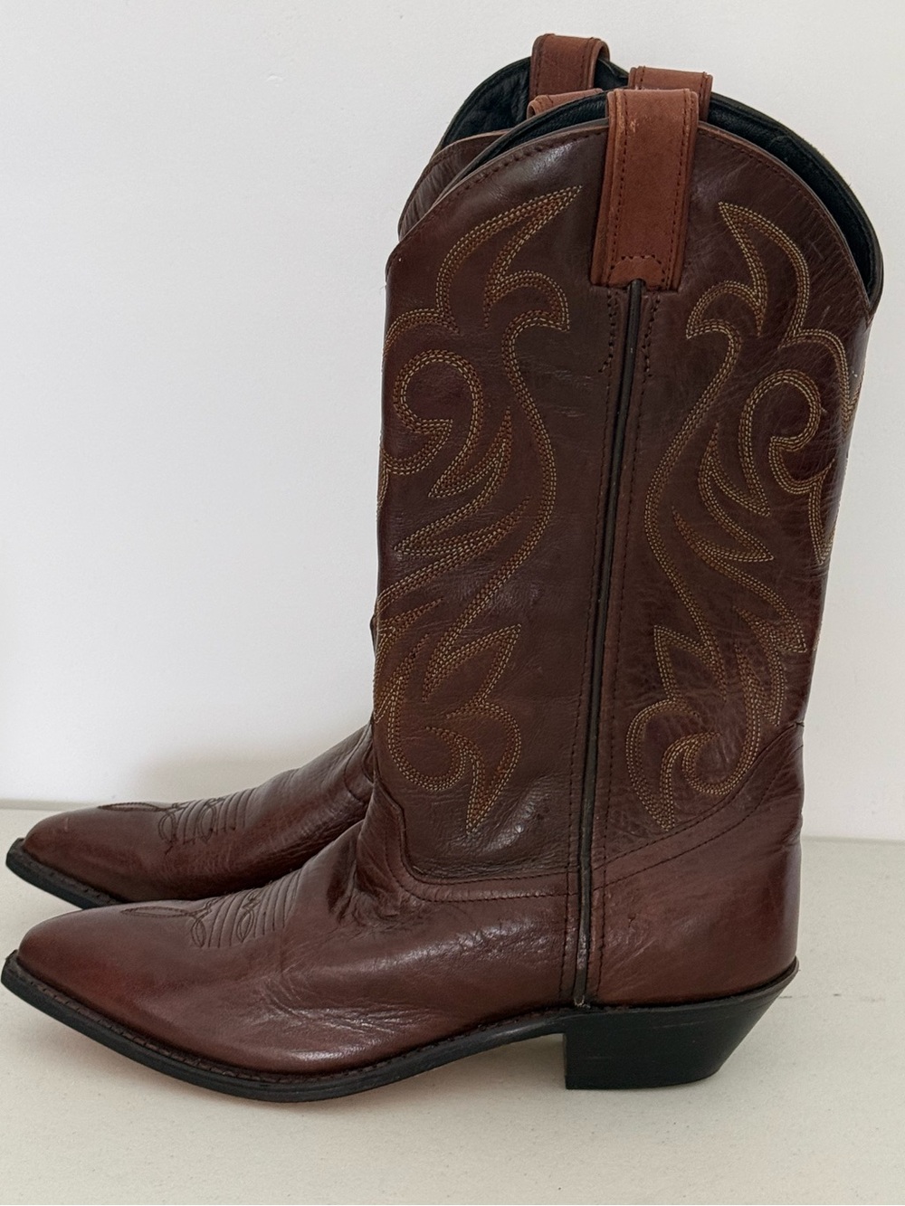 Vintage Panhandle Slim Brown Leather Cowboy Boots 6.5 M Made in USA